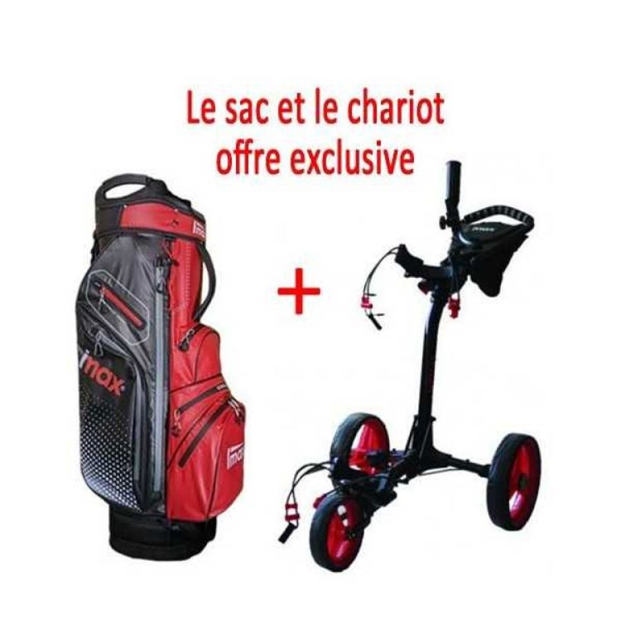 imax Sacs De Golf Chariot | Pack Imax : Sac Et Chariot - Noir/Rouge