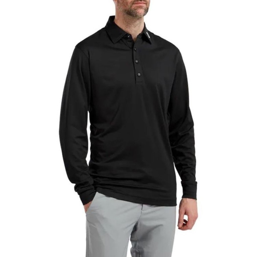 Footjoy Polos | Footjoy - Polo Manches Longues Thermocool - Noir