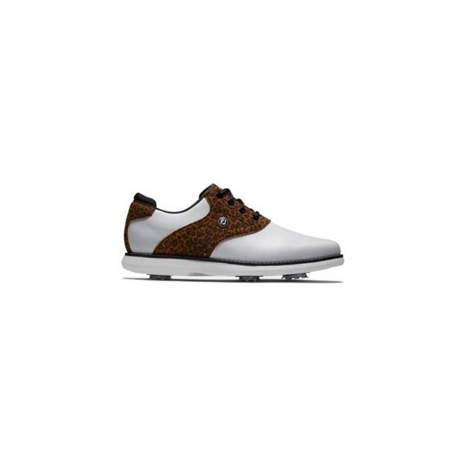 Footjoy Femmes | Footjoy Chaussures A Crampon Traditions Femme - Blanc Leopard