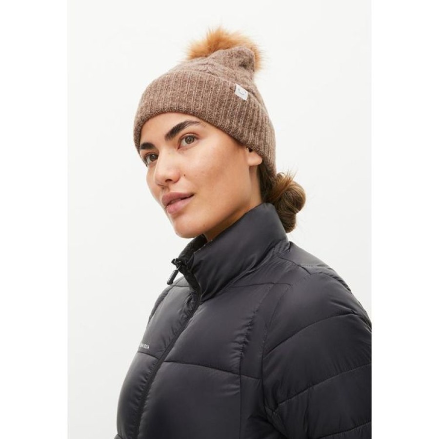 Rohnisch Bonnets & Bandeaux | Rohnisch - Bonnet Chaud Tresse A Pompom - Nougat