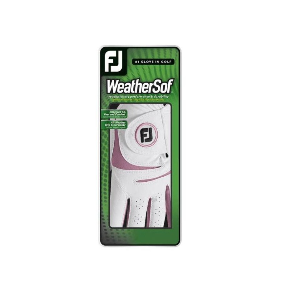 Footjoy Gatnts De Golf | Footjoy Gant Weathersof Femme Droitiere Blanc/Rose