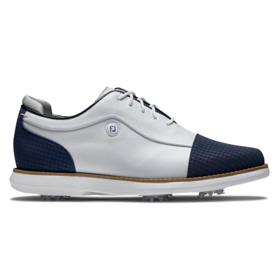 Footjoy Femmes | Footjoy - Chaussures Femme Traditions Shield Tip - Blanc/Marine