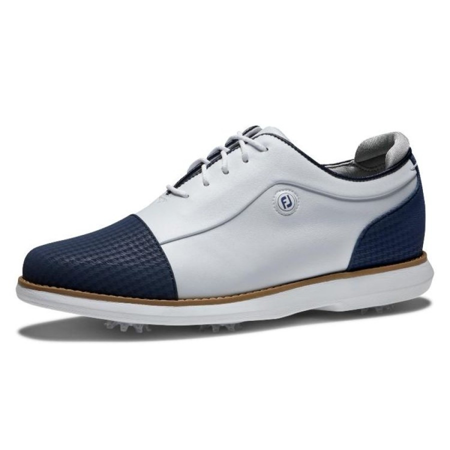 Footjoy Femmes | Footjoy - Chaussures Femme Traditions Shield Tip - Blanc/Marine