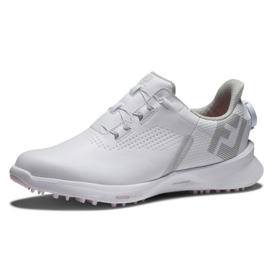 Footjoy Femmes | Footjoy - Chaussures Fuel Femme - Boa - Blanc/Blanc/Rose