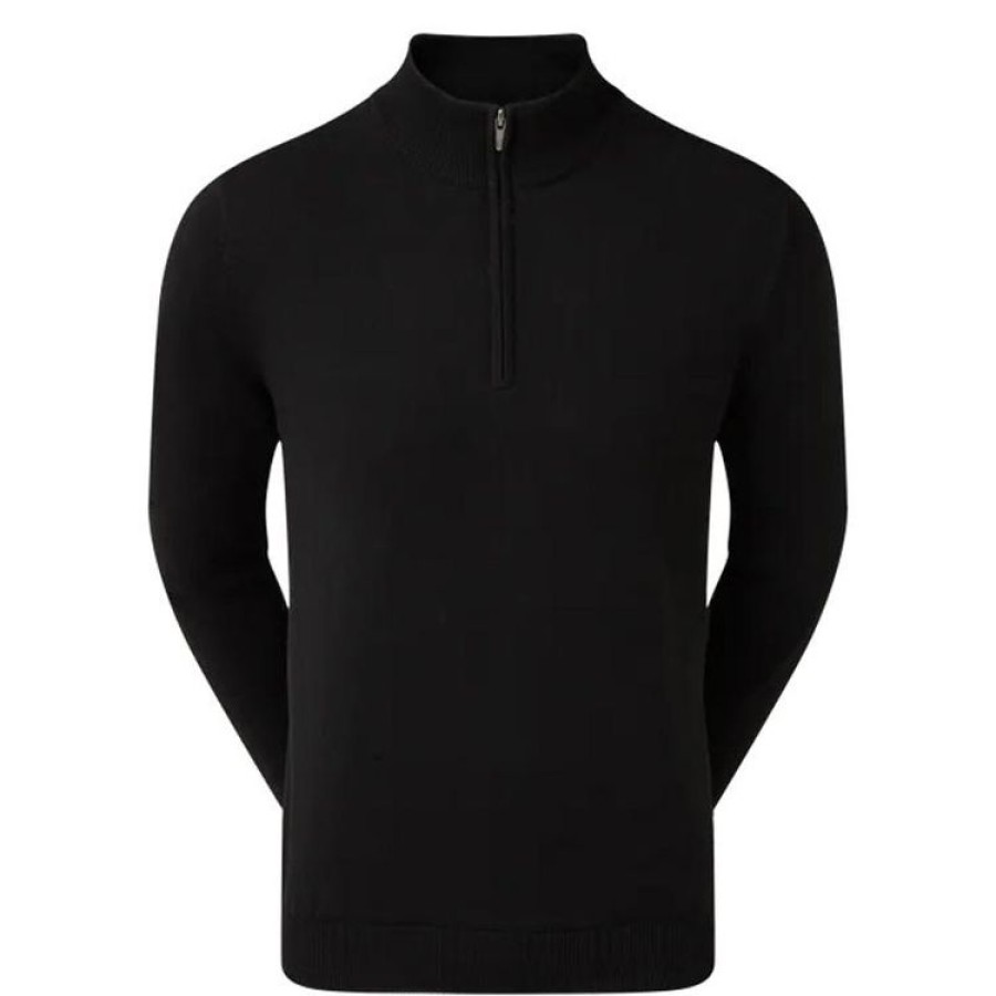 Footjoy Shorts & Bermudas | Footjoy - Pull En Laine Windstopper 1/2 Zip - Noir