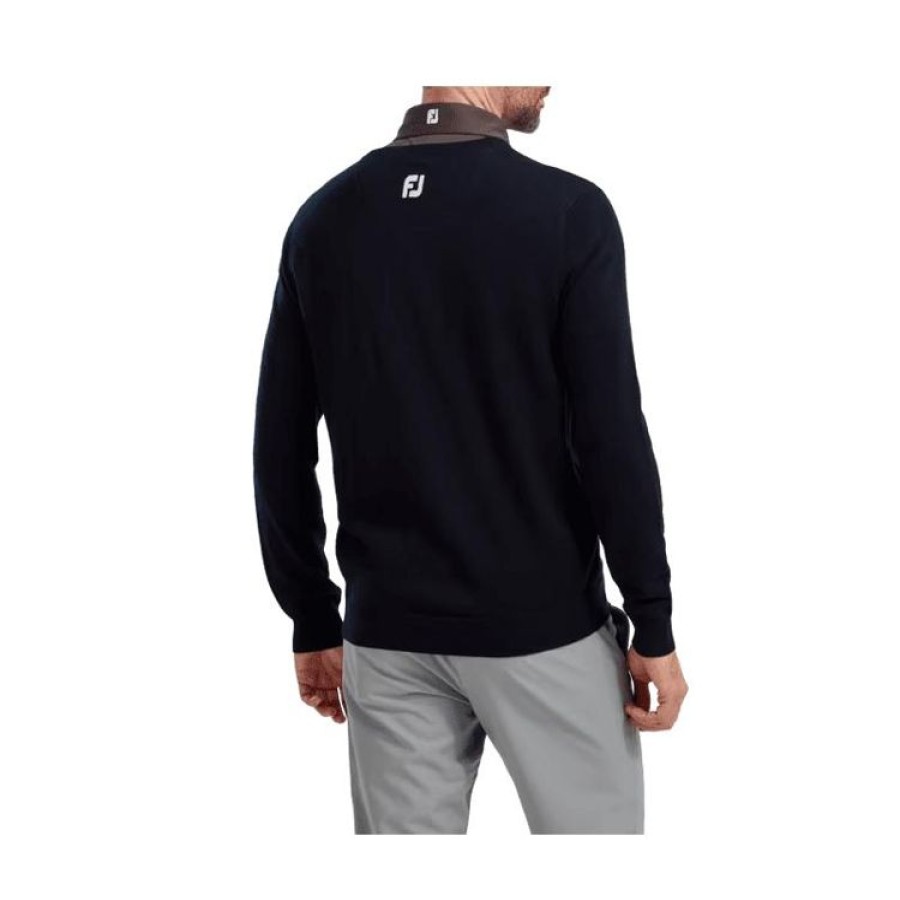 Footjoy Vestes & Blousons | Footjoy- Pulls Homme Wool Blend Vnck P/Over Nvy